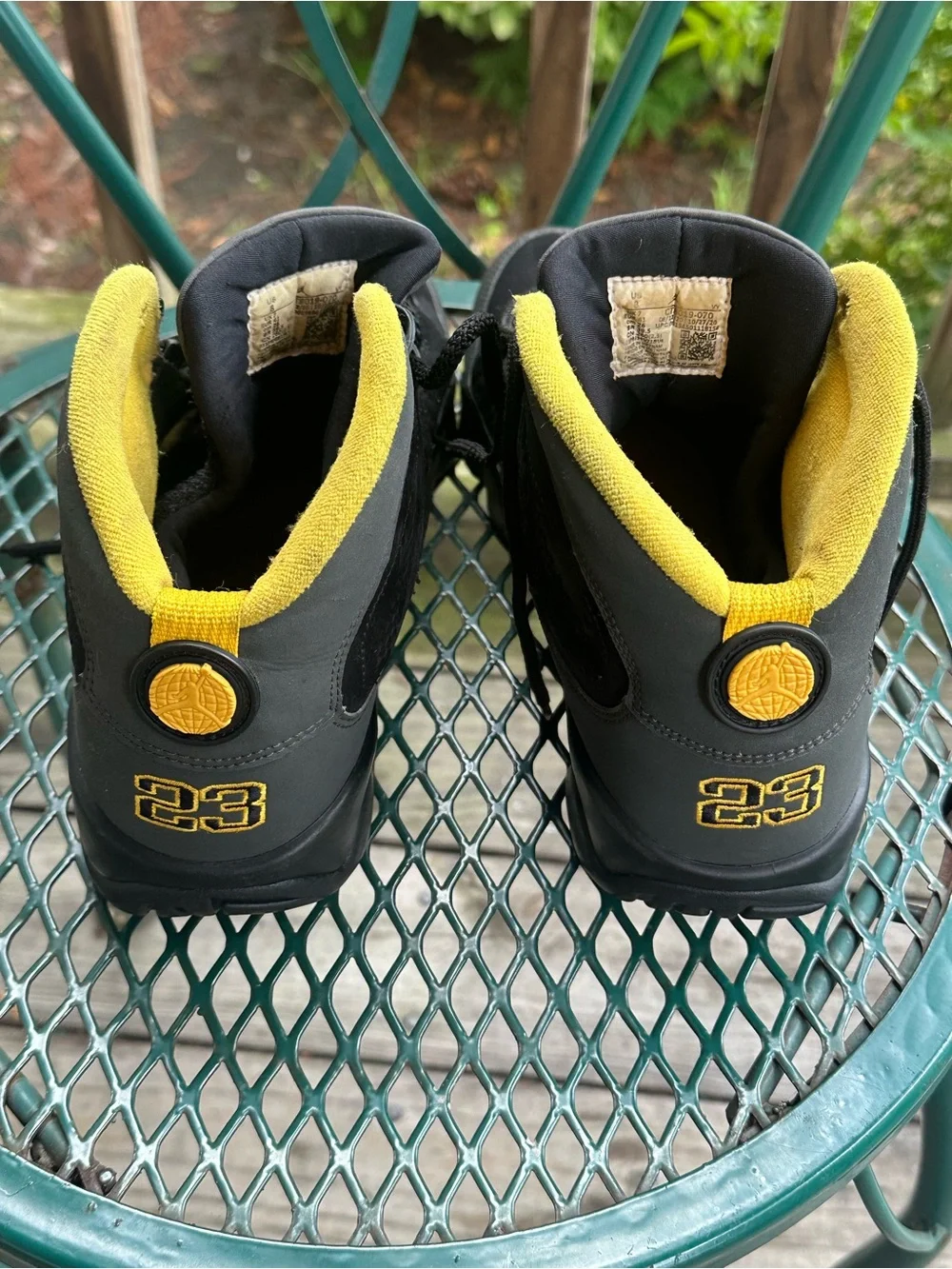 Air Jordan 9 Men's Black and Yellow Mid-Top Sneakers